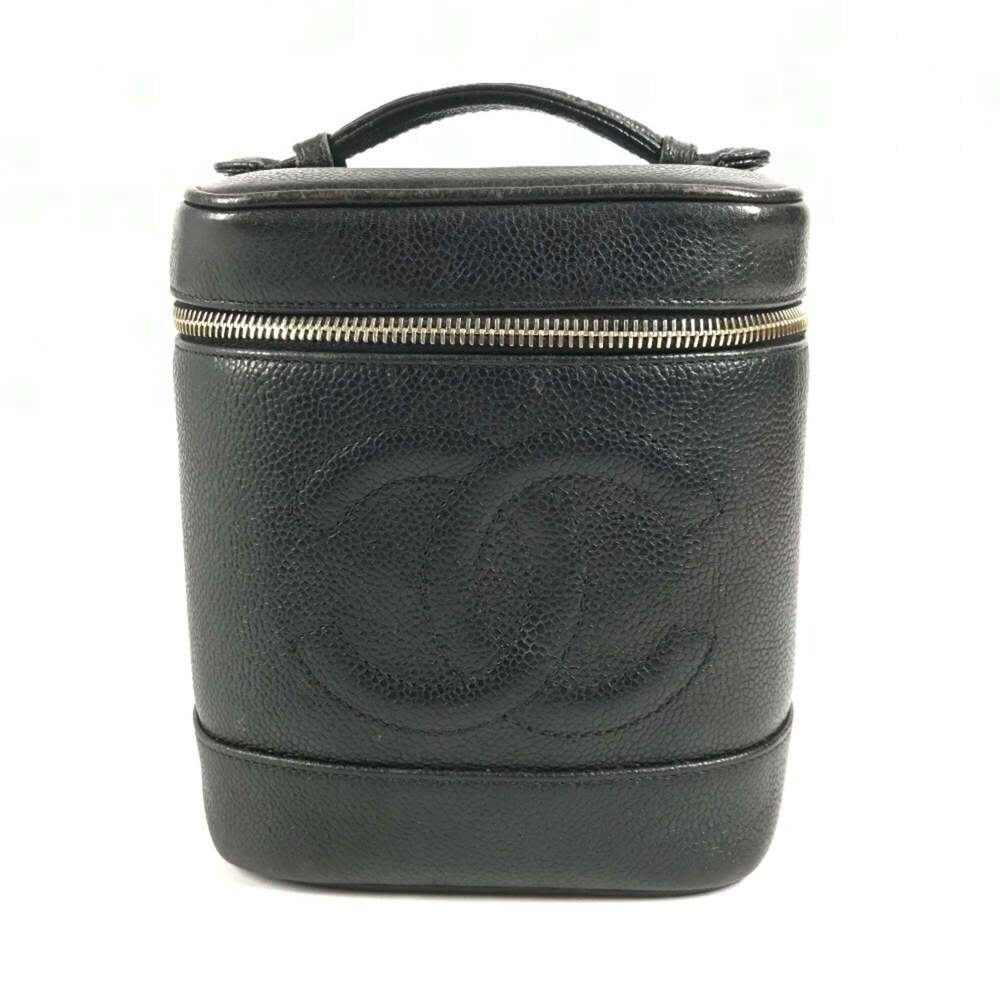 CHANEL Black Caviar Leather Logo Vanity Bag - Picture 1 of 16